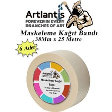 Artlantis Maskeleme Bandı Kağıt Bant 38 mm 25 Metre 6 Adet Boya Bantı