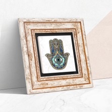 Pinecone Fatma Ana Eli (Hamsa) Taş Duvar Tablosu Çerçeveli Duvar Dekoru Wall Art T1-01