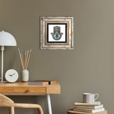 Pinecone Fatma Ana Eli (Hamsa) Taş Duvar Tablosu Çerçeveli Duvar Dekoru Wall Art T1-01