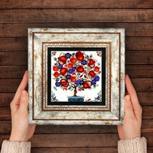 Pinecone Nar Ağacı Taş Duvar Tablosu Çerçeveli Duvar Dekoru Wall Art T1-03