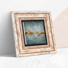 Pinecone Stone Michelangelo Adem'in Yaratılışı Çerçeveli Taş Duvar Tablosu – Dekoratif Modern Sanat, Ev ve Ofis Dekoru |TK1-237|