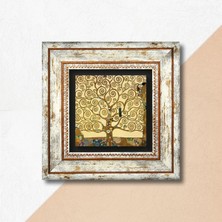 Pinecone Gustav Klimt Hayat Ağacı Taş Duvar Tablosu Çerçeveli Duvar Dekoru Wall Art T1-24