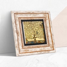 Pinecone Gustav Klimt Hayat Ağacı Taş Duvar Tablosu Çerçeveli Duvar Dekoru Wall Art T1-24