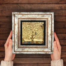 Pinecone Gustav Klimt Hayat Ağacı Taş Duvar Tablosu Çerçeveli Duvar Dekoru Wall Art T1-24