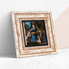 Pinecone Stone Leonardo da Vinci Kayalıklar Bakiresi Çerçeveli Taş Duvar Tablosu – Dekoratif Modern Sanat, Ev ve Ofis Dekoru |TK1-272|