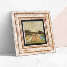 Pinecone Stone Van Gogh Hollanda'da Lale Tarlaları Çerçeveli Taş Duvar Tablosu – Dekoratif Modern Sanat, Ev ve Ofis Dekoru |TK1-282|