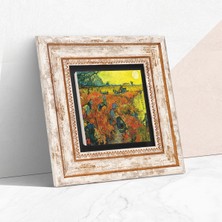 Pinecone Stone Van Gogh Arles'te Kırmızı Bağ Çerçeveli Taş Duvar Tablosu – Dekoratif Modern Sanat, Ev ve Ofis Dekoru |TK1-288|
