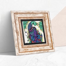 Pinecone Stone Tavus Kuşu Çerçeveli Taş Duvar Tablosu – Dekoratif Modern Sanat, Ev ve Ofis Dekoru |TK1-81|