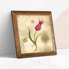 Pinecone Lale Ebru Sanatı Taş Duvar Tablosu Ahşap Çerçeveli Duvar Dekoru Wall Art 25x25cm W1-134