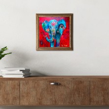 Pinecone Fil Taş Duvar Tablosu Ahşap Çerçeveli Duvar Dekoru Wall Art 25x25cm W1-214