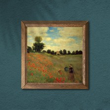 Pinecone Claude Monet Gelincikler Taş Duvar Tablosu Ahşap Çerçeveli Duvar Dekoru Wall Art 25x25cm W1-247