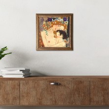 Pinecone Stone Gustav Klimt Anne Çocuk Ahşap Çerçeveli Taş Duvar Tablosu – 25x25 cm Dekoratif Modern Sanat – Ev ve Ofis Dekoru |W1-26|
