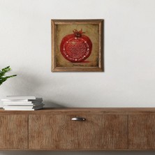 Pinecone Bereket Duası Taş Duvar Tablosu Ahşap Çerçeveli Duvar Dekoru Wall Art 25x25cm W1-34