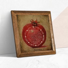 Pinecone Bereket Duası Taş Duvar Tablosu Ahşap Çerçeveli Duvar Dekoru Wall Art 25x25cm W1-34