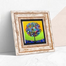 Pinecone Hayat Ağacı Taş Duvar Tablosu Çerçeveli Duvar Dekoru Wall Art T1-109