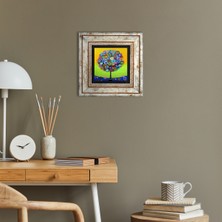 Pinecone Hayat Ağacı Taş Duvar Tablosu Çerçeveli Duvar Dekoru Wall Art T1-109