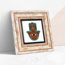 Pinecone Stone Fatma Ana Eli (Hamsa) Çerçeveli Taş Duvar Tablosu – Dekoratif Modern Sanat, Ev ve Ofis Dekoru |TK1-144|