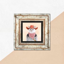 Pinecone Kedi Taş Duvar Tablosu Çerçeveli Duvar Dekoru Wall Art T1-164