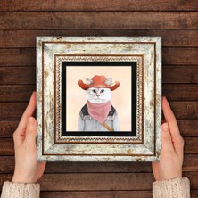 Pinecone Kedi Taş Duvar Tablosu Çerçeveli Duvar Dekoru Wall Art T1-164