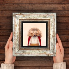 Pinecone Kirpi Taş Duvar Tablosu Çerçeveli Duvar Dekoru Wall Art T1-166