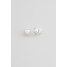 So CHIC Minimal İnci 18 Ayar Beyaz Altın Kaplama Gümüş Top Küpe