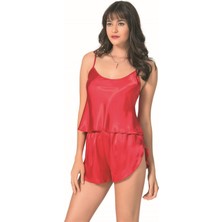 Primoda Aria's Closet Kırmızı Saten Babydoll Şort Takımı