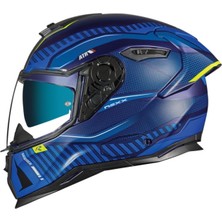 Nexx SX.100R Skidder Kapalı Motosiklet Kaskı Mavi - Neon Sarı