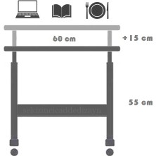 servetavcı Yükseklik Ayarlı Laptop Sehpası  Atlantik Çam 40 x 60 cm (Tekerli)