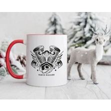 Bk Gift Kişiye Özel Motorcu Temalı Kırmızı Kupa Bardak-9