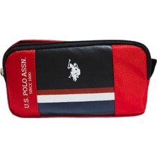 U.S. Polo Assn. Çift Gözlü Deri-Süet Kırmızı Kalem Çantası PLKLK23088