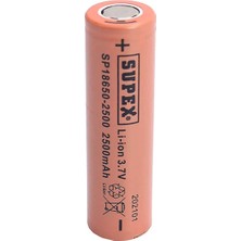 SUPEX 18650-2500 3.7 VOLT 2500 MAH DÜZ KAFA LI-ION PİL TEKLİ