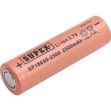 SUPEX 18650-2500 3.7 VOLT 2500 MAH DÜZ KAFA LI-ION PİL TEKLİ