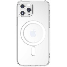 Heptek İletişim  Apple iPhone 11 Pro Kılıf Magsafe Wireless Kablosuz Şarj Destekli Sert Kristal Şeffaf Darbe Emici Kapak (Tacsafe)