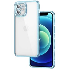 HEPTEKİLETİŞİM  Apple iPhone 11 Kılıf Kamera Korumalı Kenarları Renkli Taşlı Parlak Silikon Kapak (Mina)