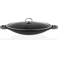 Xnews -3394 Döküm Cam Sac Kavurma ve Gözleme Tavası, 34 Cm, Siyah