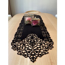 Ergüven Home Siyah Kadife Kumaş Ince Kesim Runner Sehpa Boyu 40X100CM
