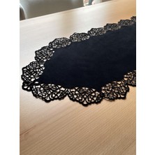 Ergüven Home Siyah Kadife Kumaş Runner Sehpa Boyu 40X100 Cm