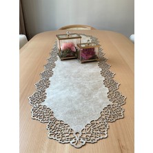 Ergüven Home Bej (Koyu Krem) Süet Kumaş Runner Sehpa Boyu 40X100 Cm
