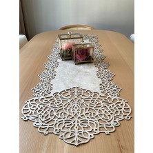 Ergüven Home Bej (Koyu Krem) Süet Kumaş Runner Sehpa Boyu 40X100CM