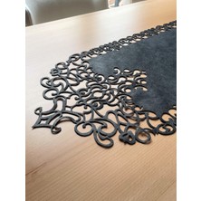 Ergüven Home Koyu Gri Süet Kumaş Runner Masa Boyu 40X140 Cm