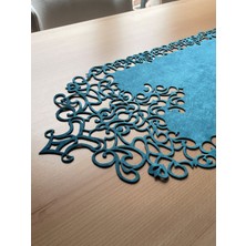 Ergüven Home Mavi Süet Kumaş Runner Konsol Boyu 40X120 Cm