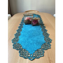 Ergüven Home Mavi Süet Kumaş Runner Masa Boyu 40X140 Cm