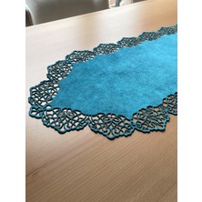 Ergüven Home Mavi Süet Kumaş Runner Masa Boyu 40X140 Cm