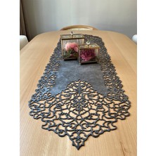 Ergüven Home Koyu Gri Süet Kumaş Ince Kesim Runner Masa Boyu 40X140CM