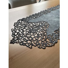 Ergüven Home Koyu Gri Süet Kumaş Ince Kesim Runner Masa Boyu 40X140CM