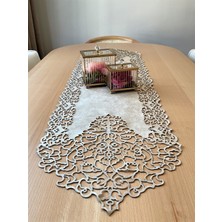 Ergüven Home Bej (Koyu Krem) Süet Kumaş Ince Kesim Runner Masa Boyu 40X140CM