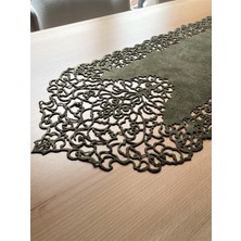 Ergüven Home Yeşil Süet Kumaş Ince Kesim Runner Sehpa Boyu 40X100CM