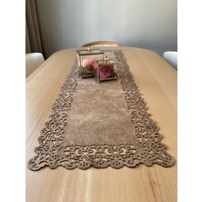 Ergüven Home Sütlü Kahverengi Süet Kumaş Runner Dikdörtgen Sehpa Boyu 40X100CM