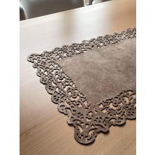 Ergüven Home Sütlü Kahverengi Süet Kumaş Runner Dikdörtgen Sehpa Boyu 40X100CM