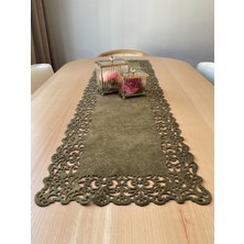 Ergüven Home Yeşil Süet Kumaş Runner Dikdörtgen Sehpa Boyu 40X100CM